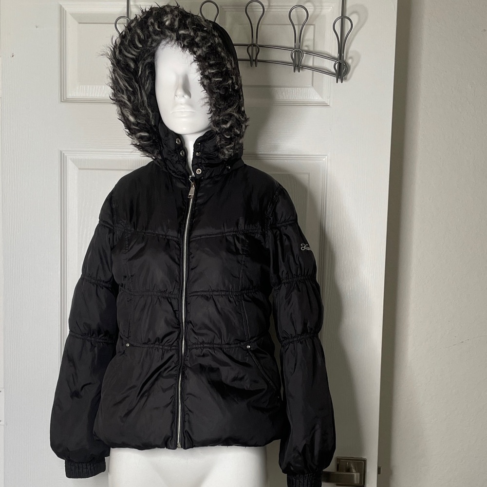 Hawke & Co Outfitters Puffer Down & Waterfowl Feather Blend Coat Fur Hood Y2K